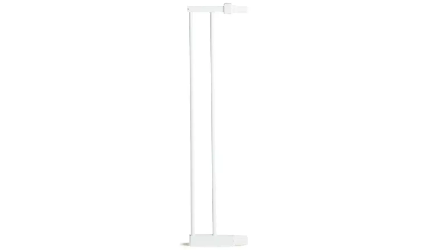 White baby safety gate extension panel with mounting hardware