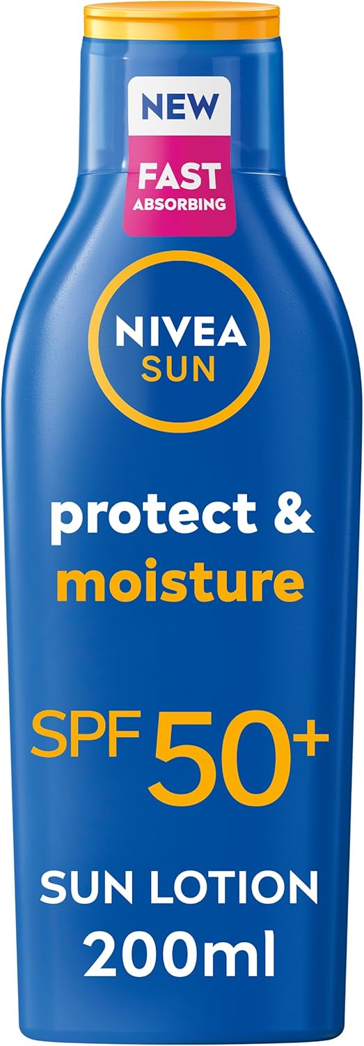 NIVEA SUN Protect & Moisture SPF 50+ blue sun lotion bottle 200ml