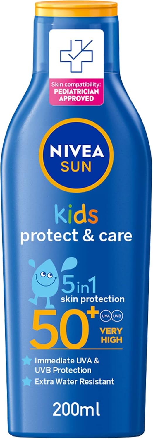 NIVEA SUN Kids Protect & Care Lotion SPF 50+ 200ml blue bottle