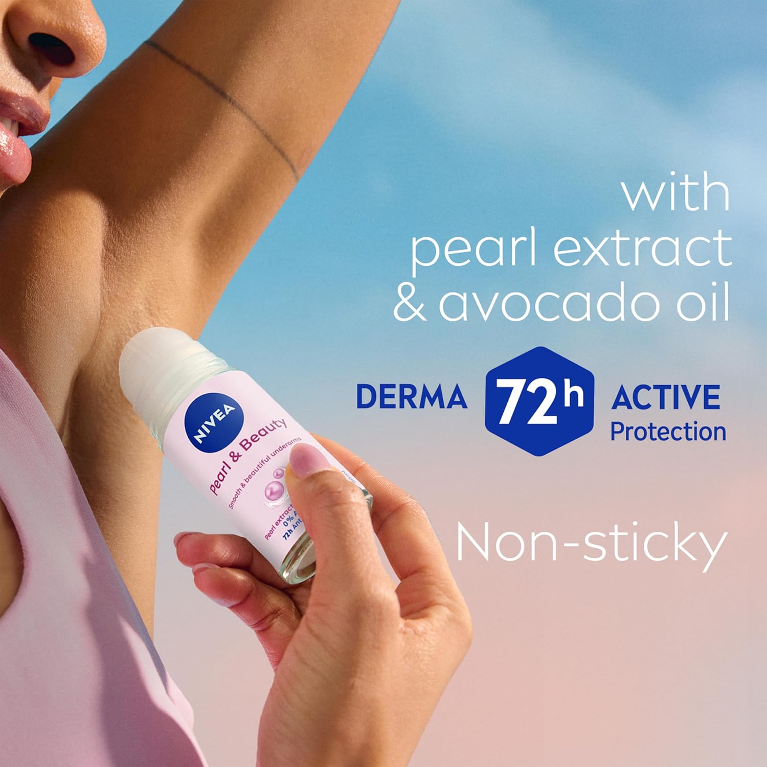 Nivea Pearl & Beauty anti-perspirant roll-on deodorant 50ml white and pink bottle