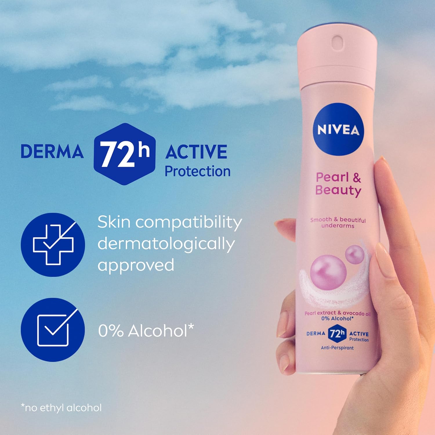 NIVEA Pearl & Beauty anti-perspirant deodorant spray 150ml pink bottle