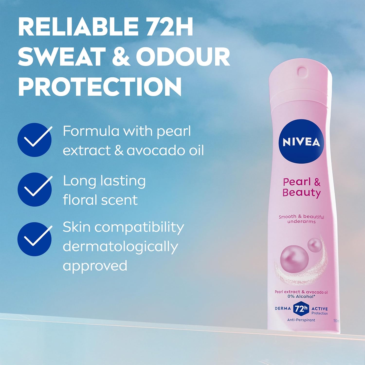 NIVEA Pearl & Beauty Anti-Perspirant Deodorant Spray pink 150ml bottle