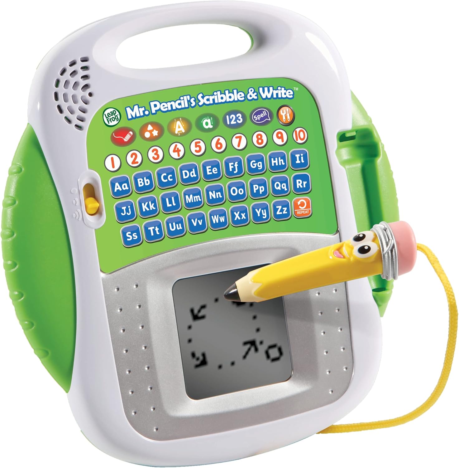 LeapFrog Mr. Pencil's Scribble & Write learning tablet with yellow stylus pen