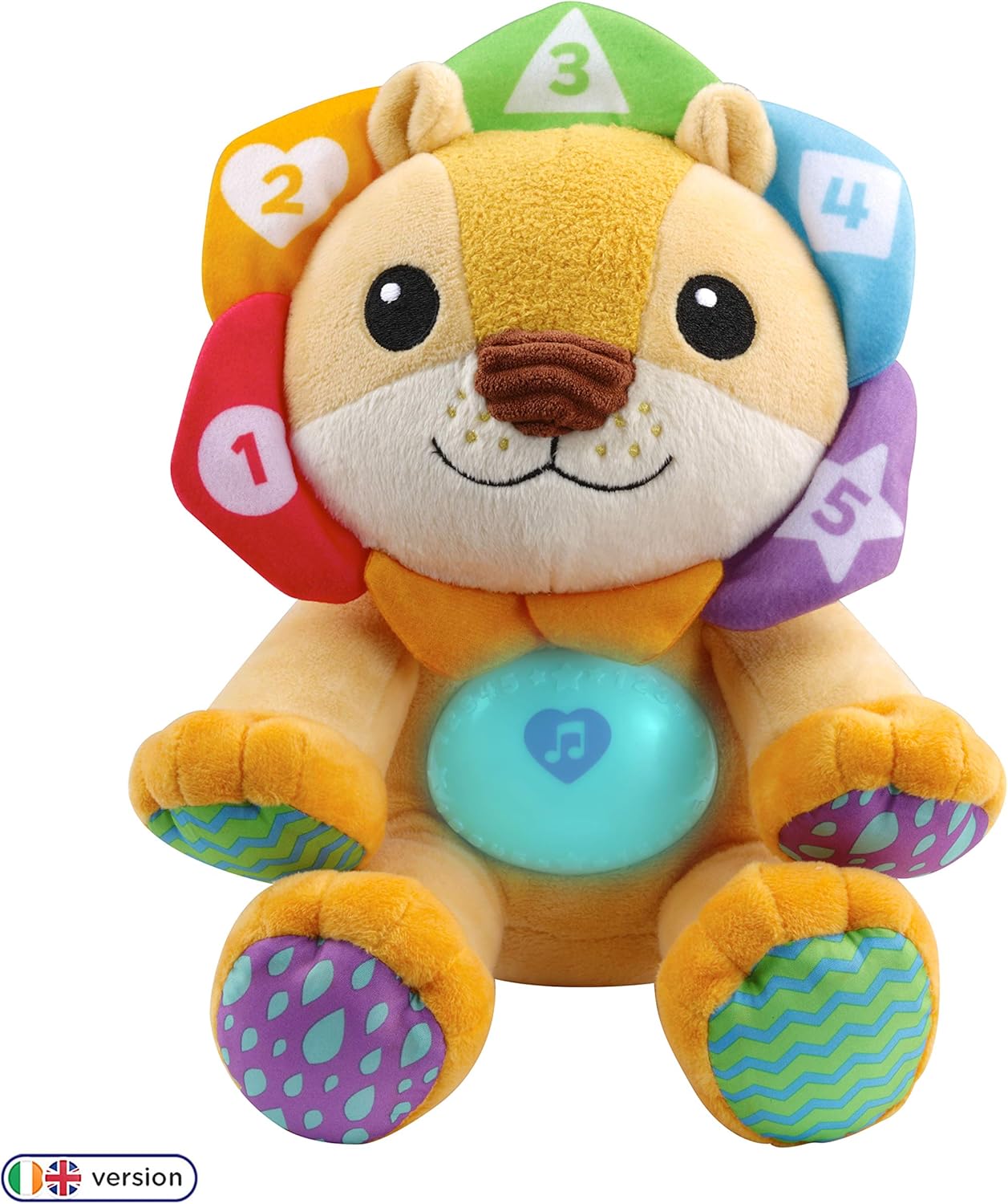 LeapFrog Lullaby Lights Lion soft toy with light-up belly and numbered petals