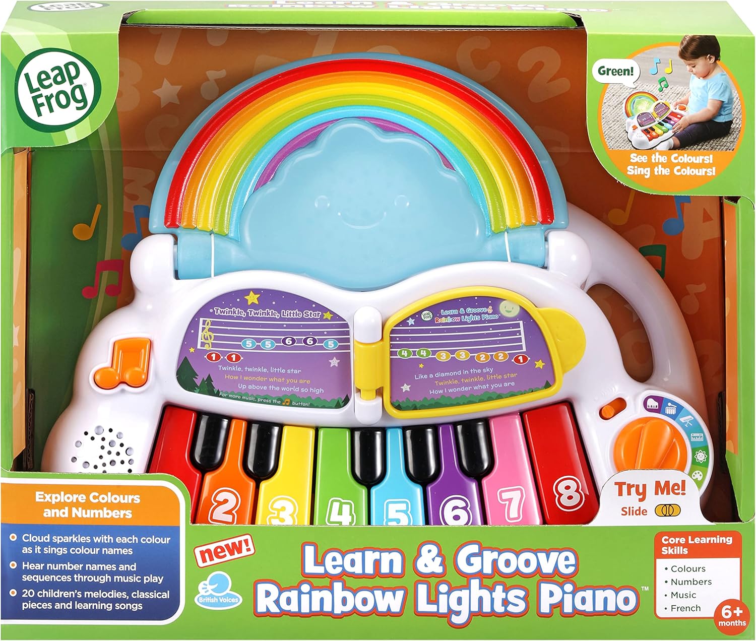 Leap Frog Learn & Groove Rainbow Lights Piano with coloured keys and light-up rainbow arch