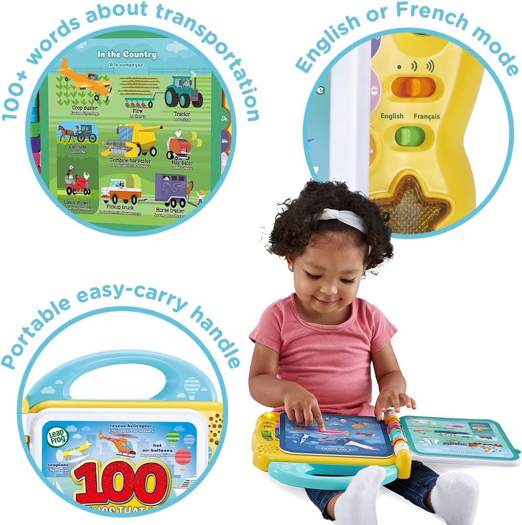 LeapFrog 100 Things That Go interactive learning toy with carrying handle
