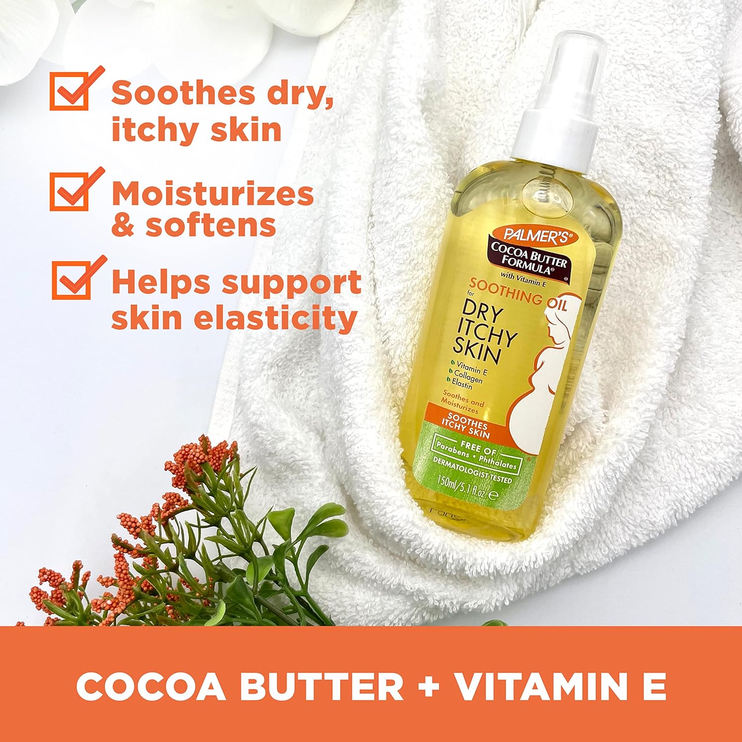 Palmer's Cocoa Butter Formula Soothing Oil 150ml yellow spray bottle for dry itchy skin