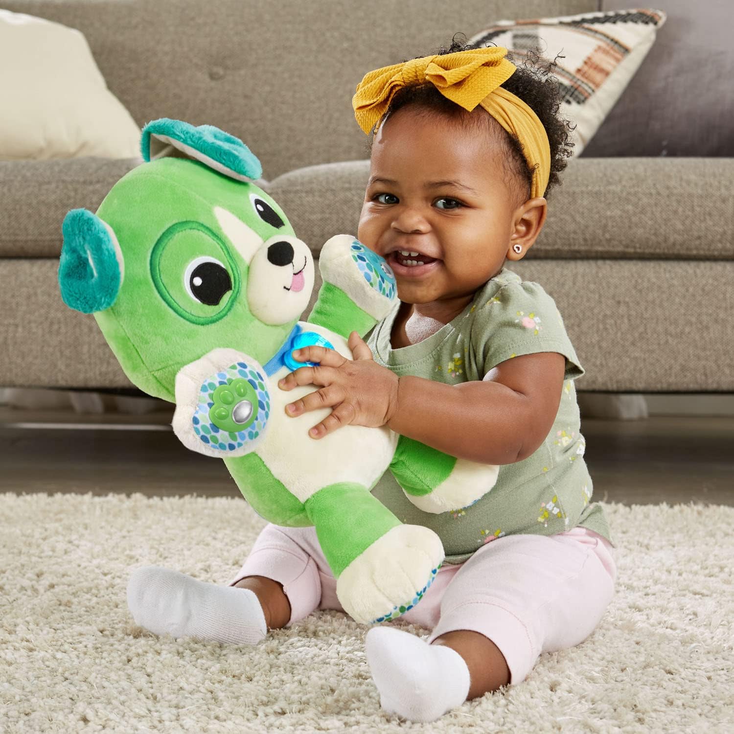 LeapFrog My Pal Scout green and white plush learning toy for babies