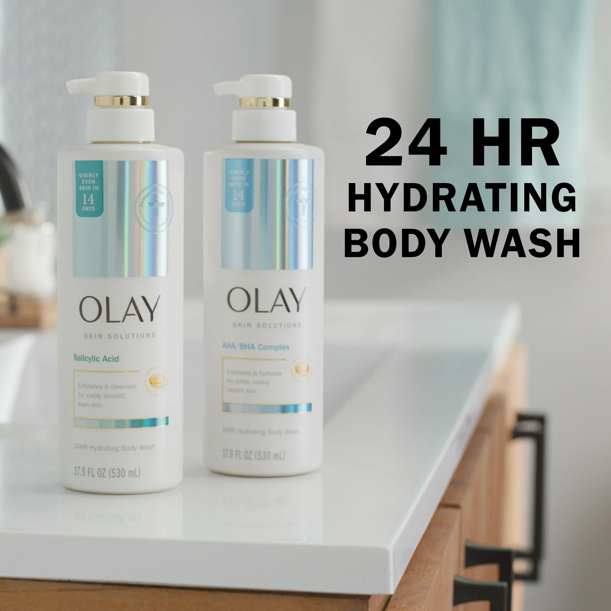 Olay Skin Solutions Body Wash with AHA/BHA Complex 530ml pump bottle