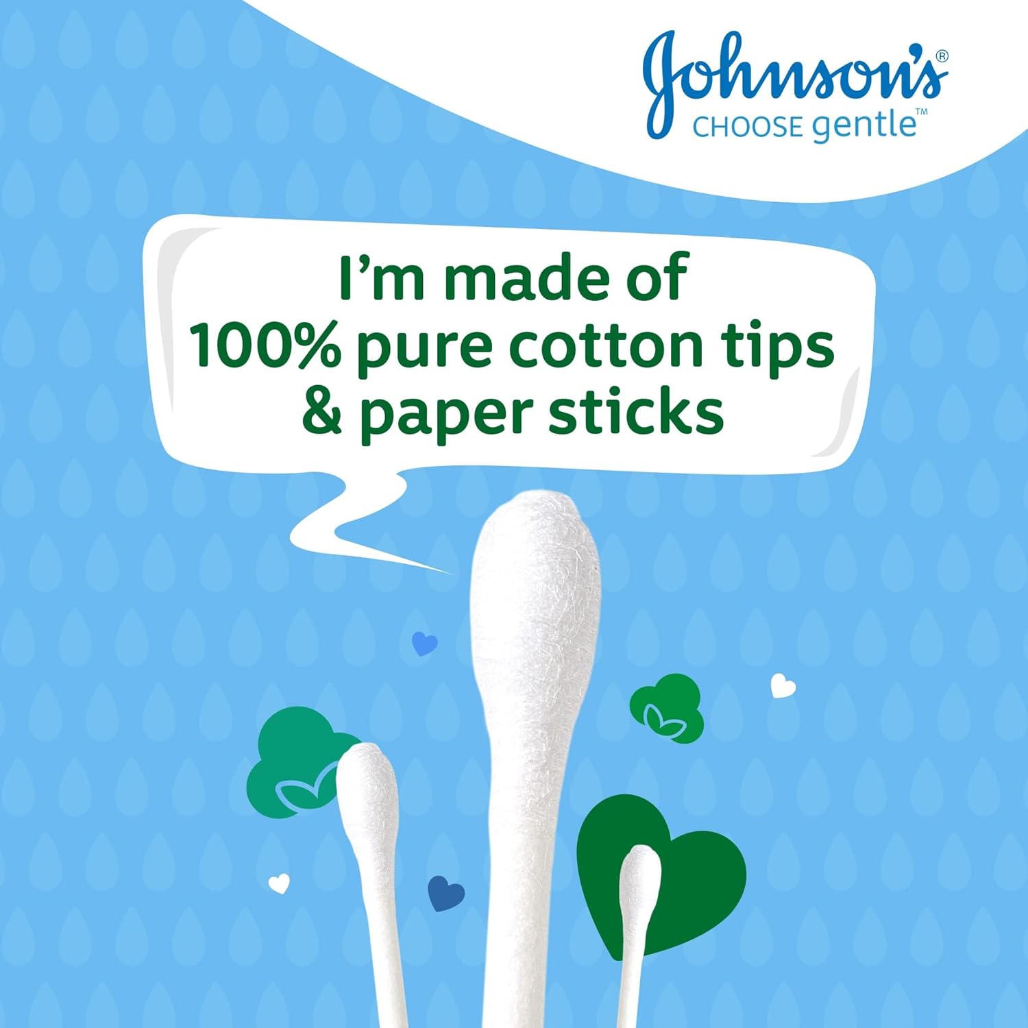 Johnson's Baby Cotton Buds with white cotton tips and paper sticks 200 pack