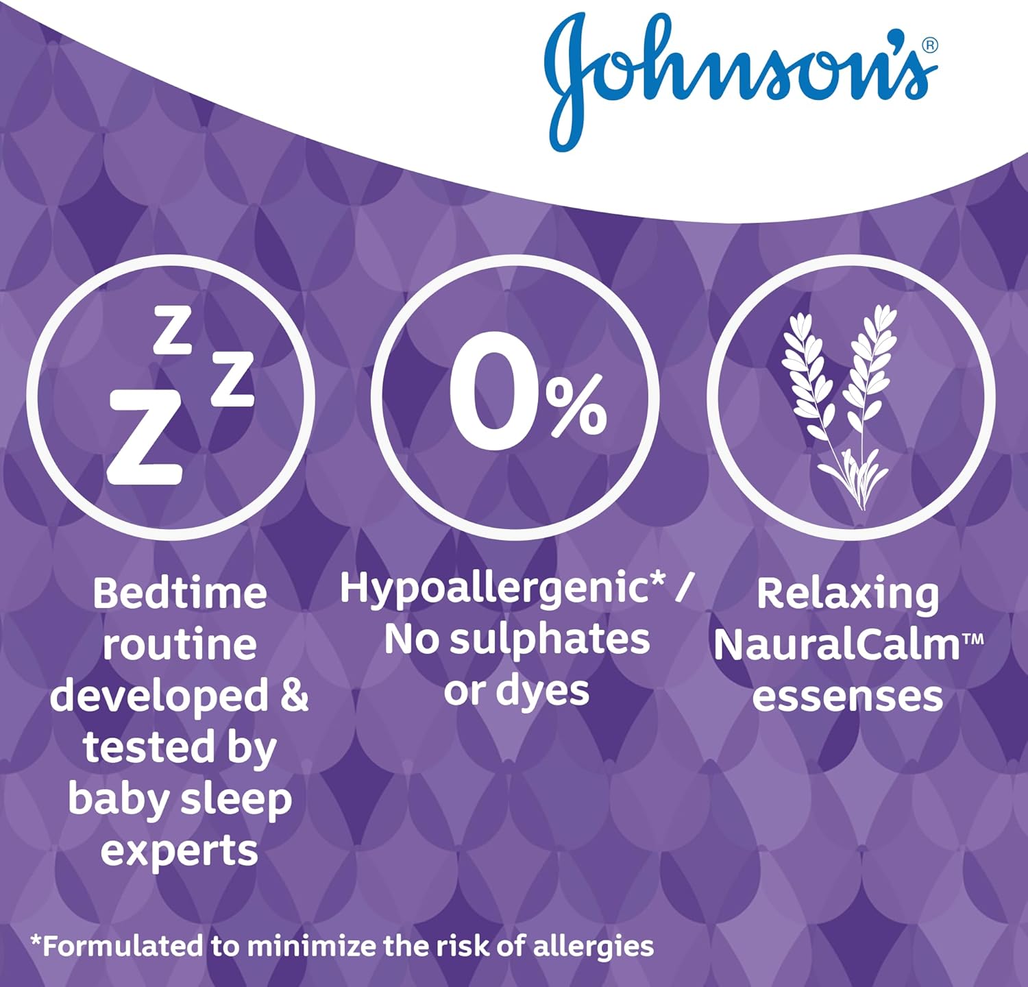 Johnson's Baby Bedtime Wash purple bottle 500ml hypoallergenic formula