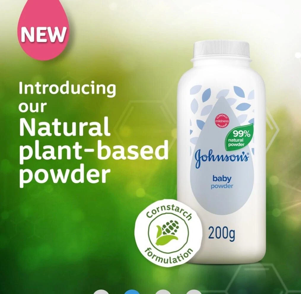 Johnson's Baby Powder 200g white bottle natural plant-based