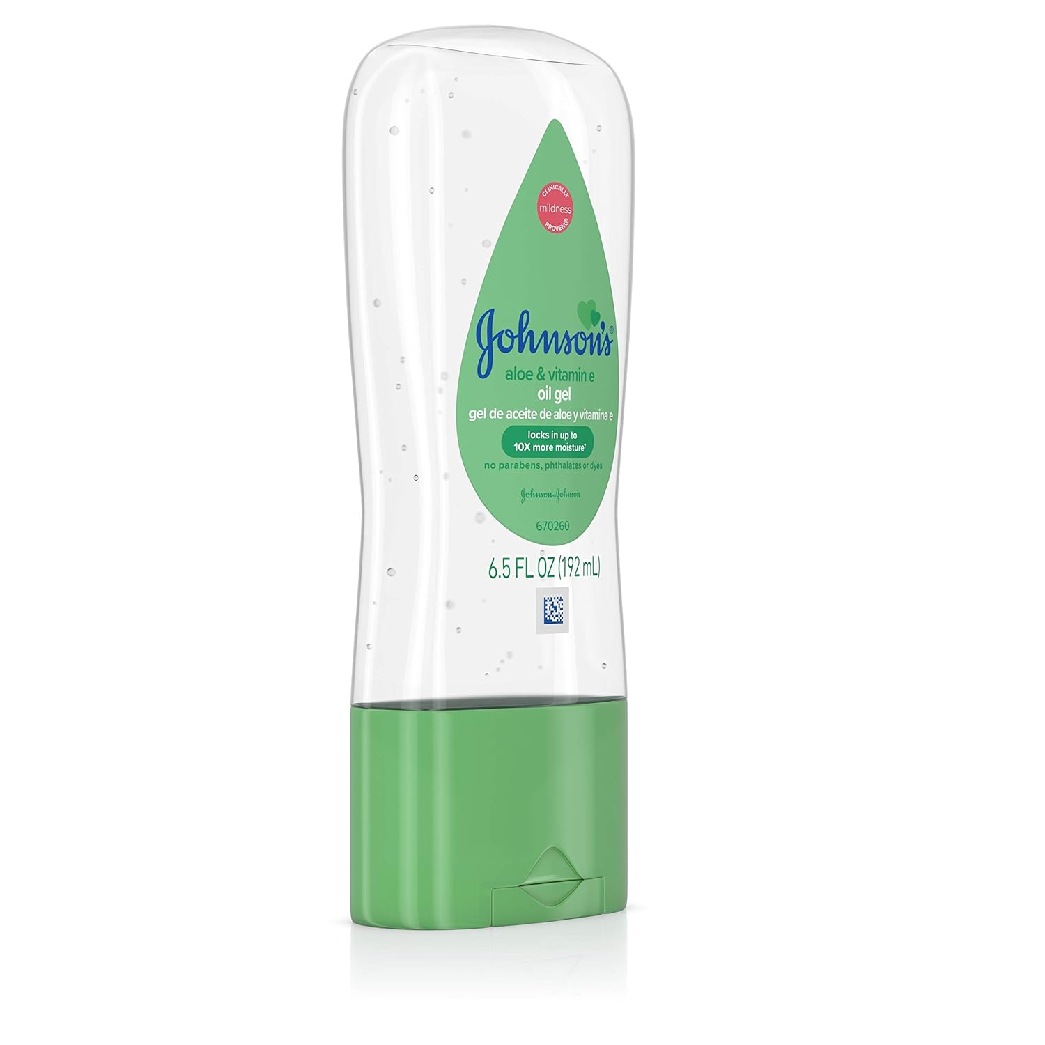 Johnson's Baby Oil Gel Aloe Vera Vitamin E 192ml bottle green