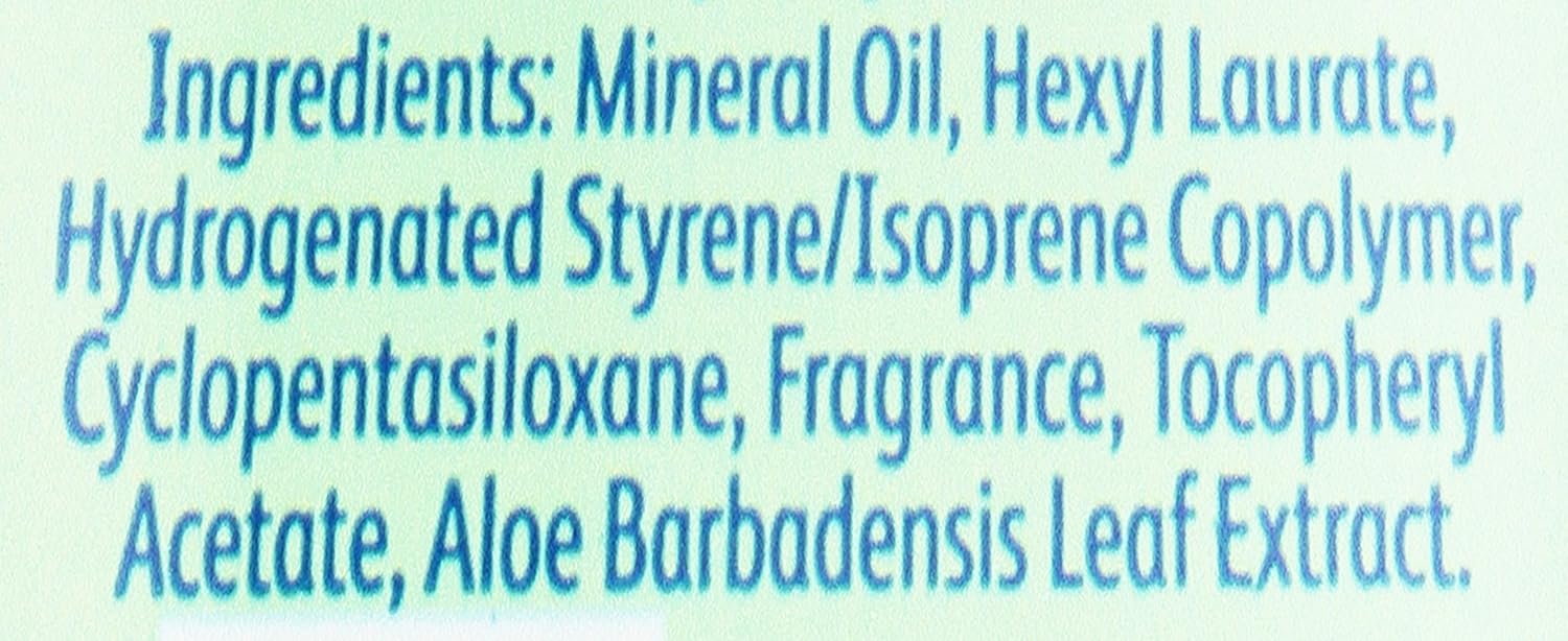 Johnson's Baby Oil Gel with Aloe Vera and Vitamin E ingredients list
