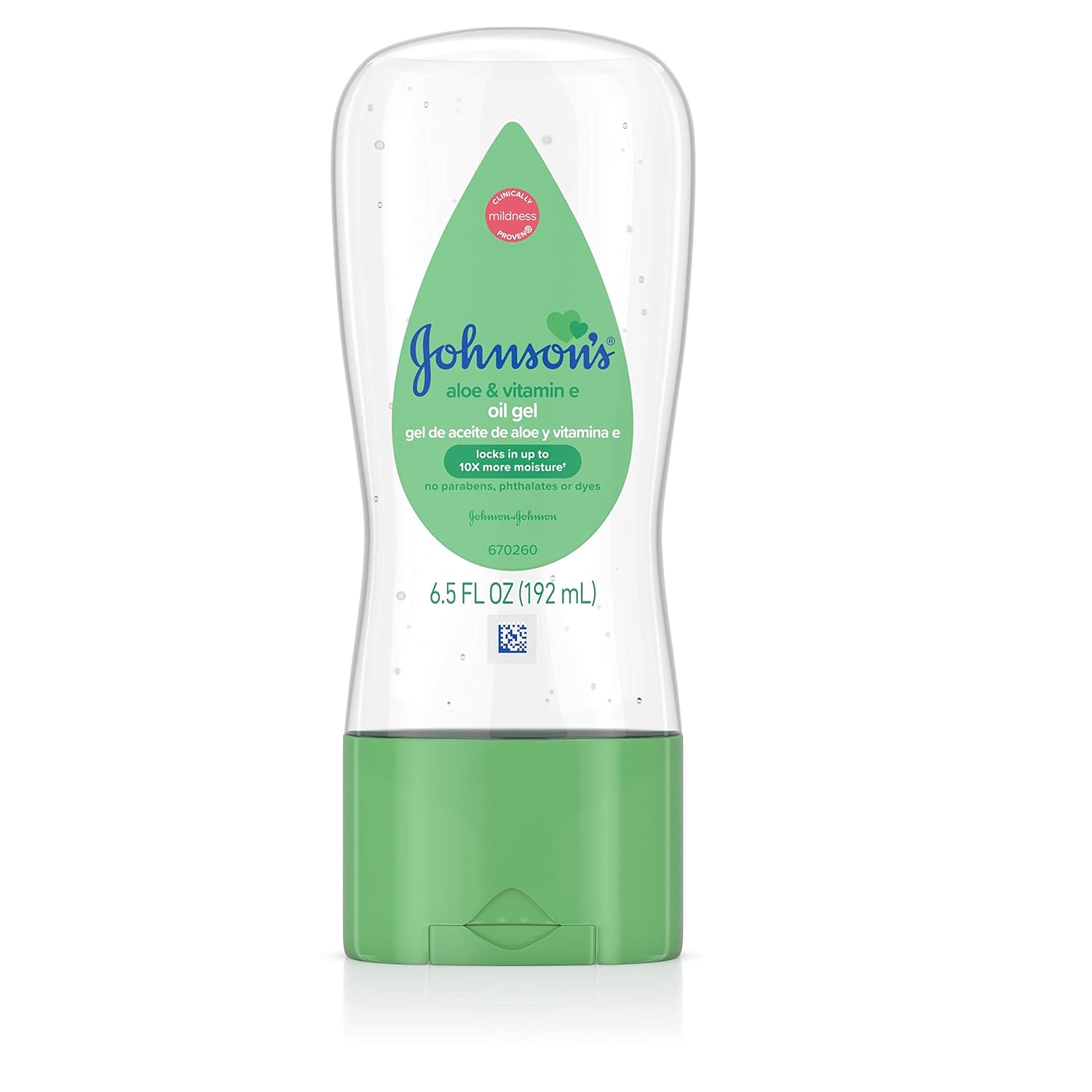Johnson's Baby Oil Gel with Aloe Vera and Vitamin E, 192ml bottle