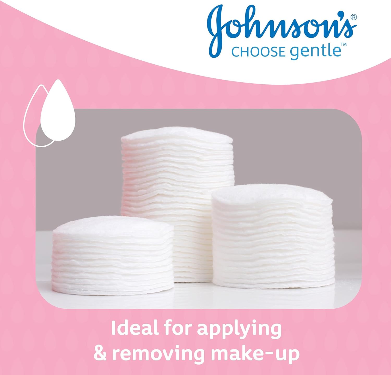 Johnson's Baby Cotton Pads, pack of 50, white round pads