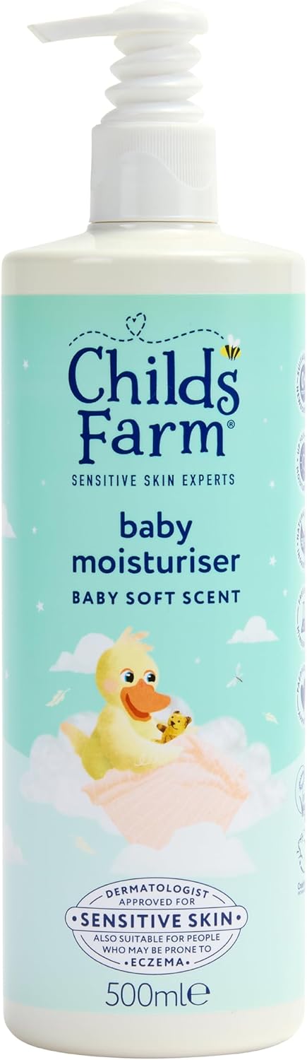 Childs Farm Baby Soft Scent Moisturiser 500ml pump bottle turquoise