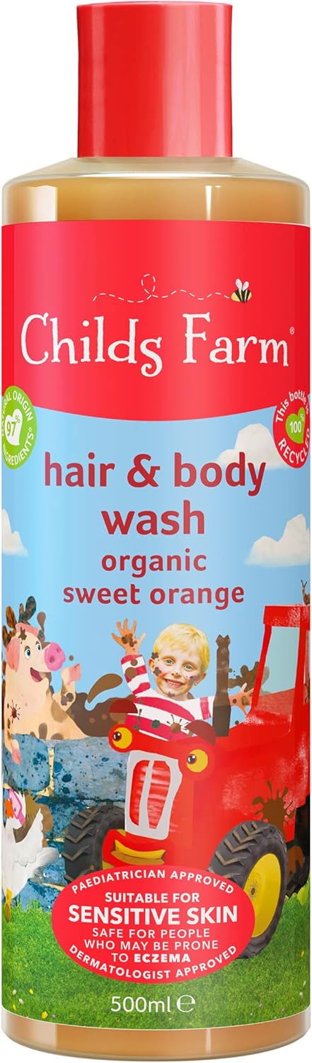 Childs Farm organic sweet orange hair and body wash 500ml bottle