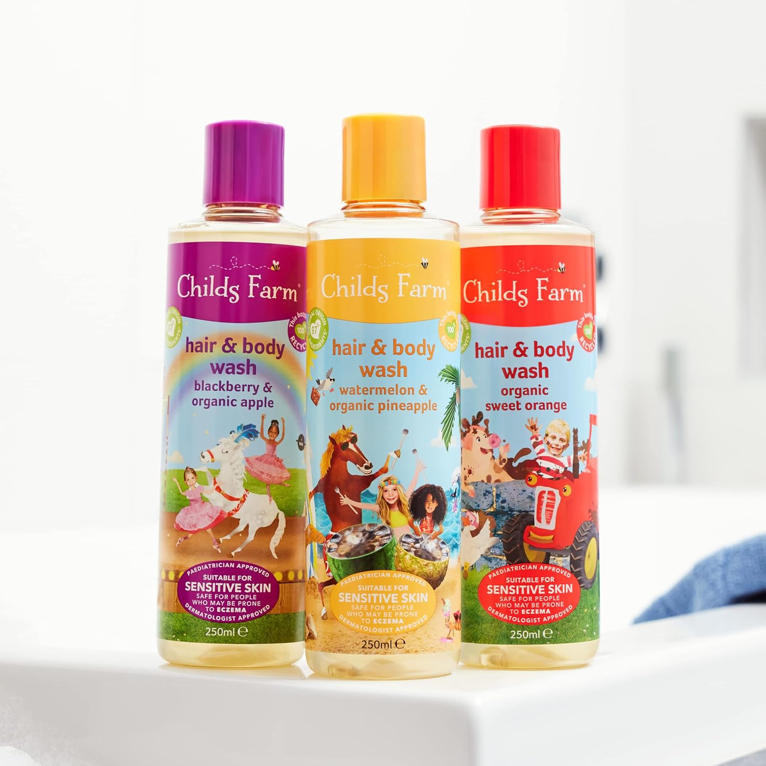 Childs Farm Hair & Body Wash Sweet Orange 500ml bottle with orange cap