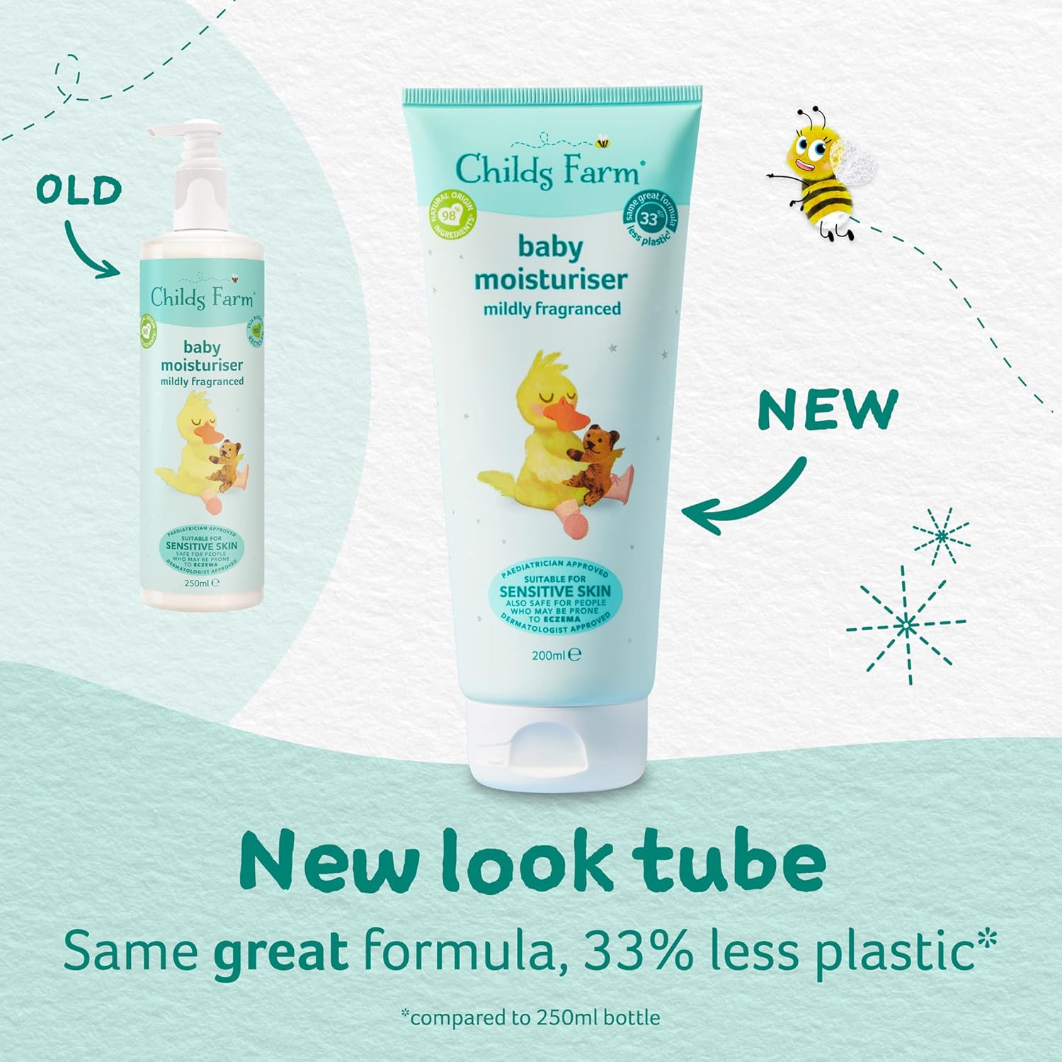 Childs Farm baby moisturiser mildly fragranced 200ml tube turquoise