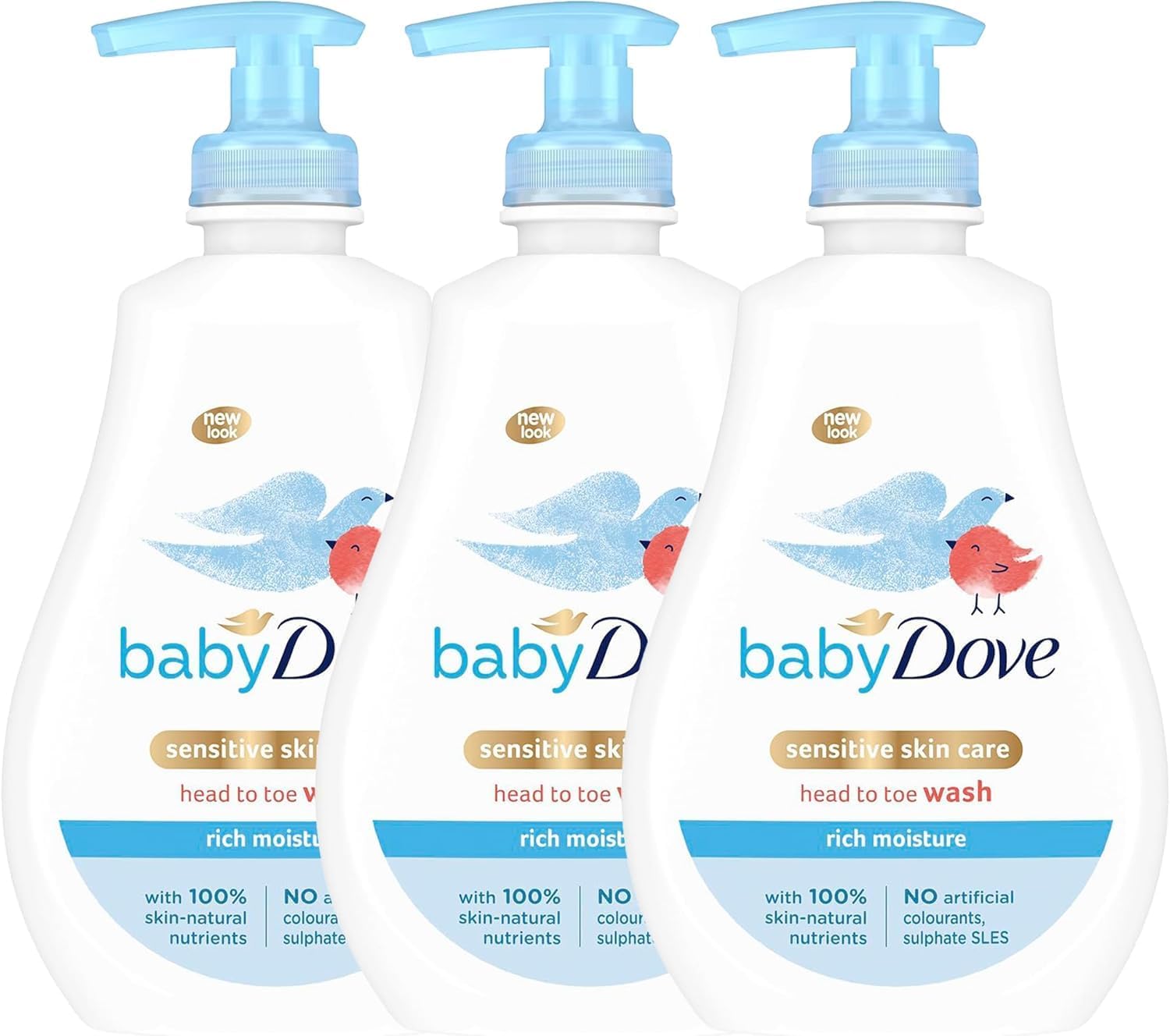 Baby Dove Top To Toe Rich Moisture 400ml wash bottle with pump dispenser