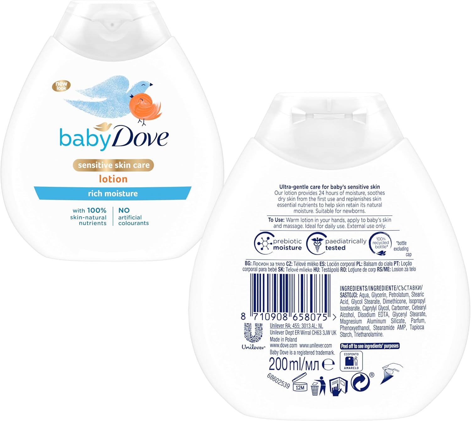 Baby Dove Calming Nights Head To Toe Wash 400ml white bottle