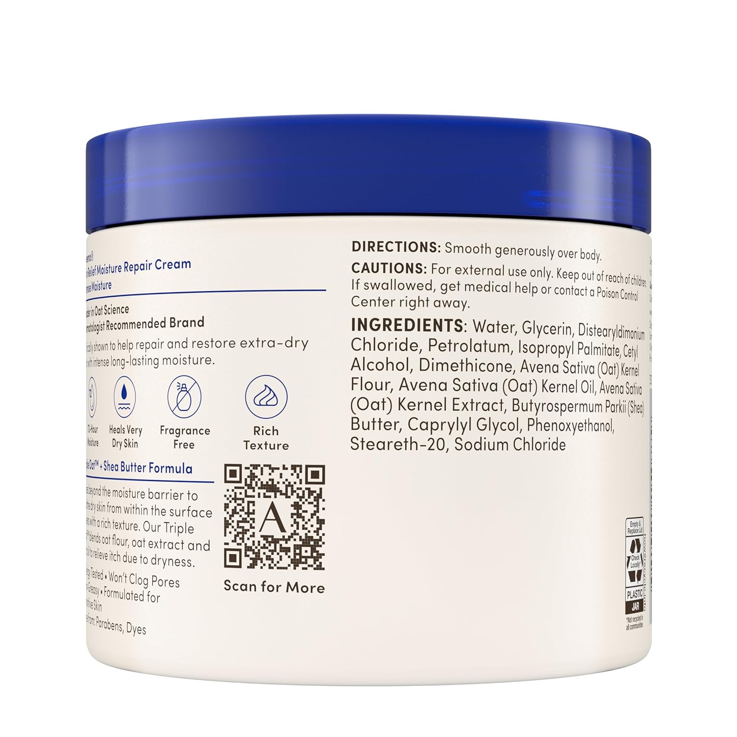 Aveeno Skin Relief Moisture Repair Cream 311g jar with blue lid