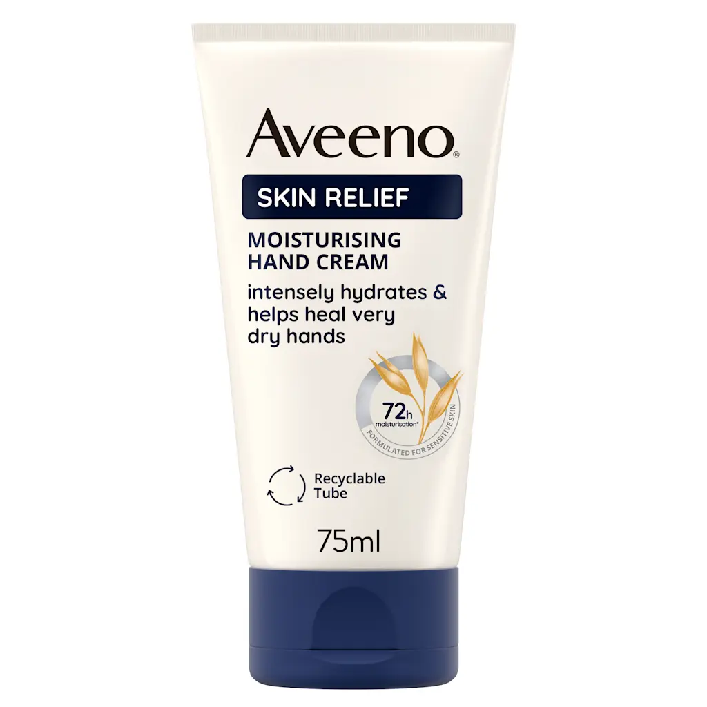 Aveeno Skin Relief Moisturising Hand Cream 75ml tube with navy cap