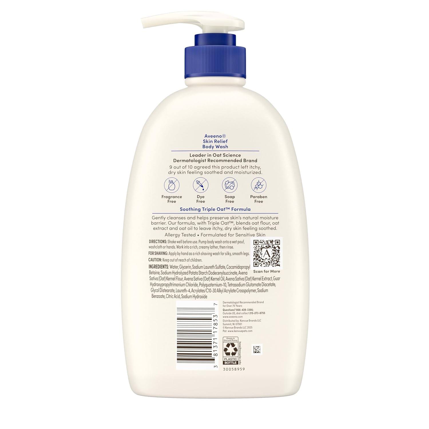 Aveeno Skin Relief Body Wash 975ml pump bottle with blue cap