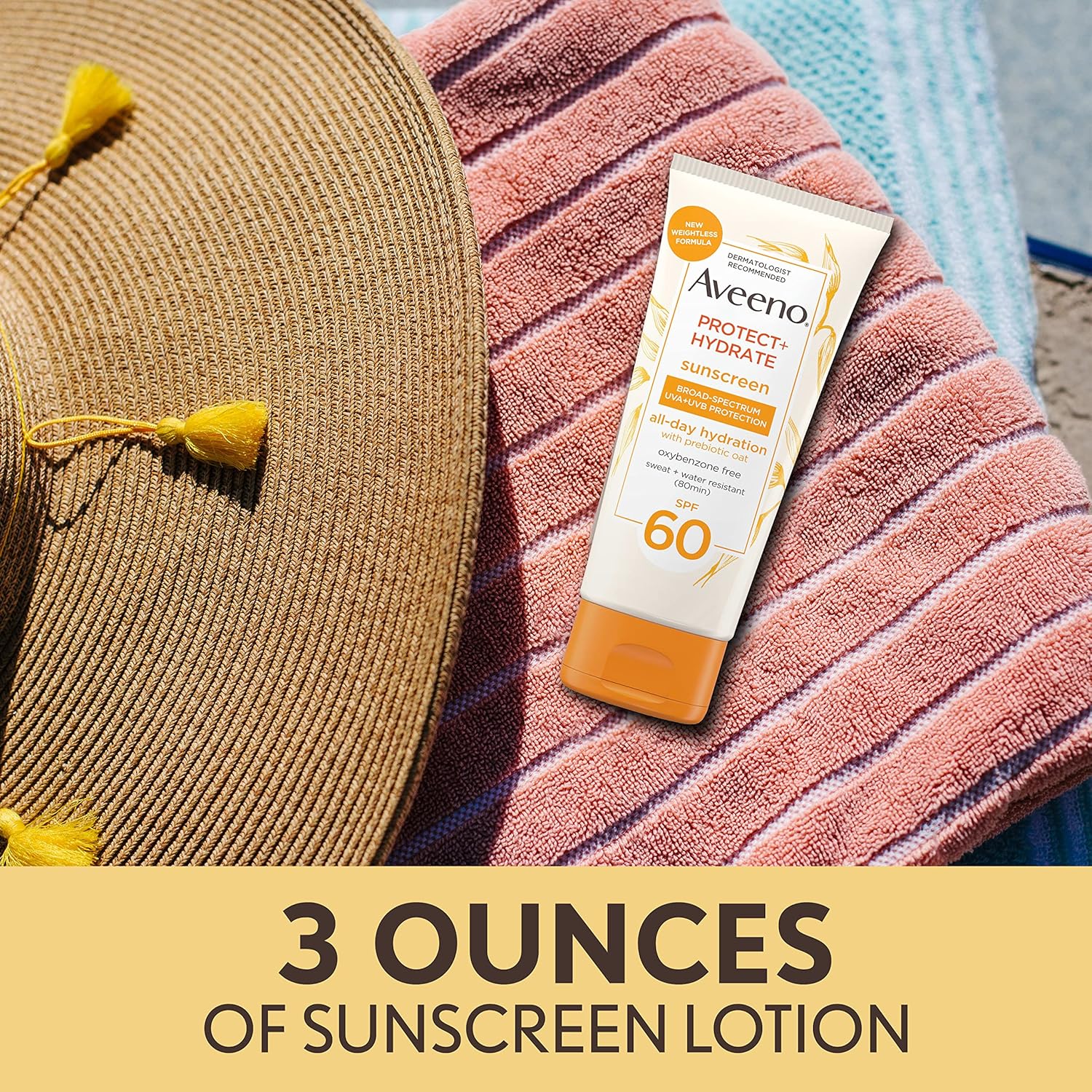 Aveeno Protect Hydrate Sunscreen SPF 60, 88ml tube with orange cap