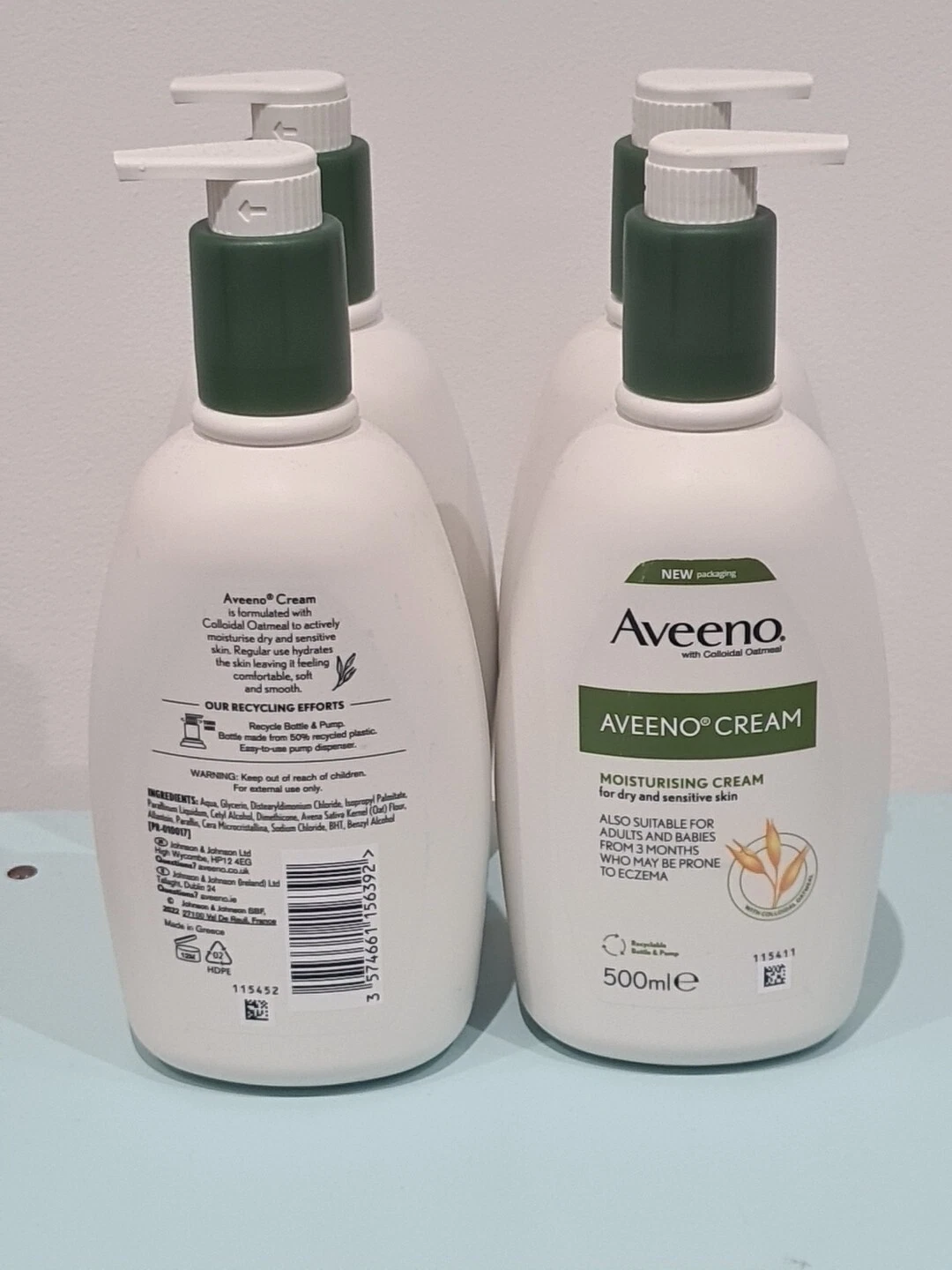 Aveeno Moisturising Cream 500ml with Colloidal Oatmeal pump bottles