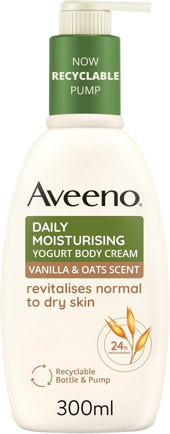 Aveeno Daily Moisturising Yogurt Body Cream vanilla and oats 300ml pump bottle