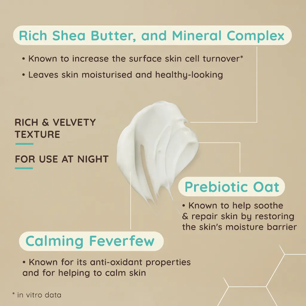 Aveeno Calm Restore Re-Hydrating Night Cream 50ml white texture swatch
