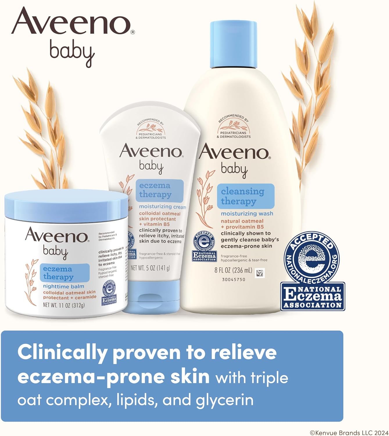 Aveeno Baby Eczema Therapy Moisturizing Cream 354g tube with blue cap