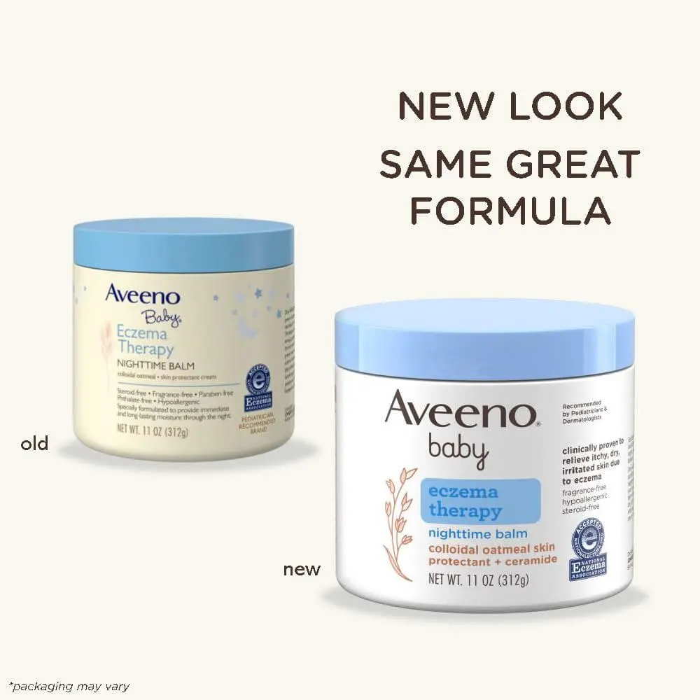 Aveeno Baby Eczema Therapy Night-Time Balm 11oz jar with blue lid