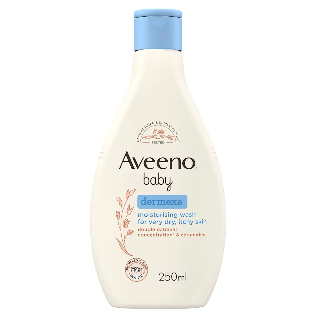 Aveeno Baby Dermexa Emollient Wash 250ml blue cap bottle for dry itchy skin