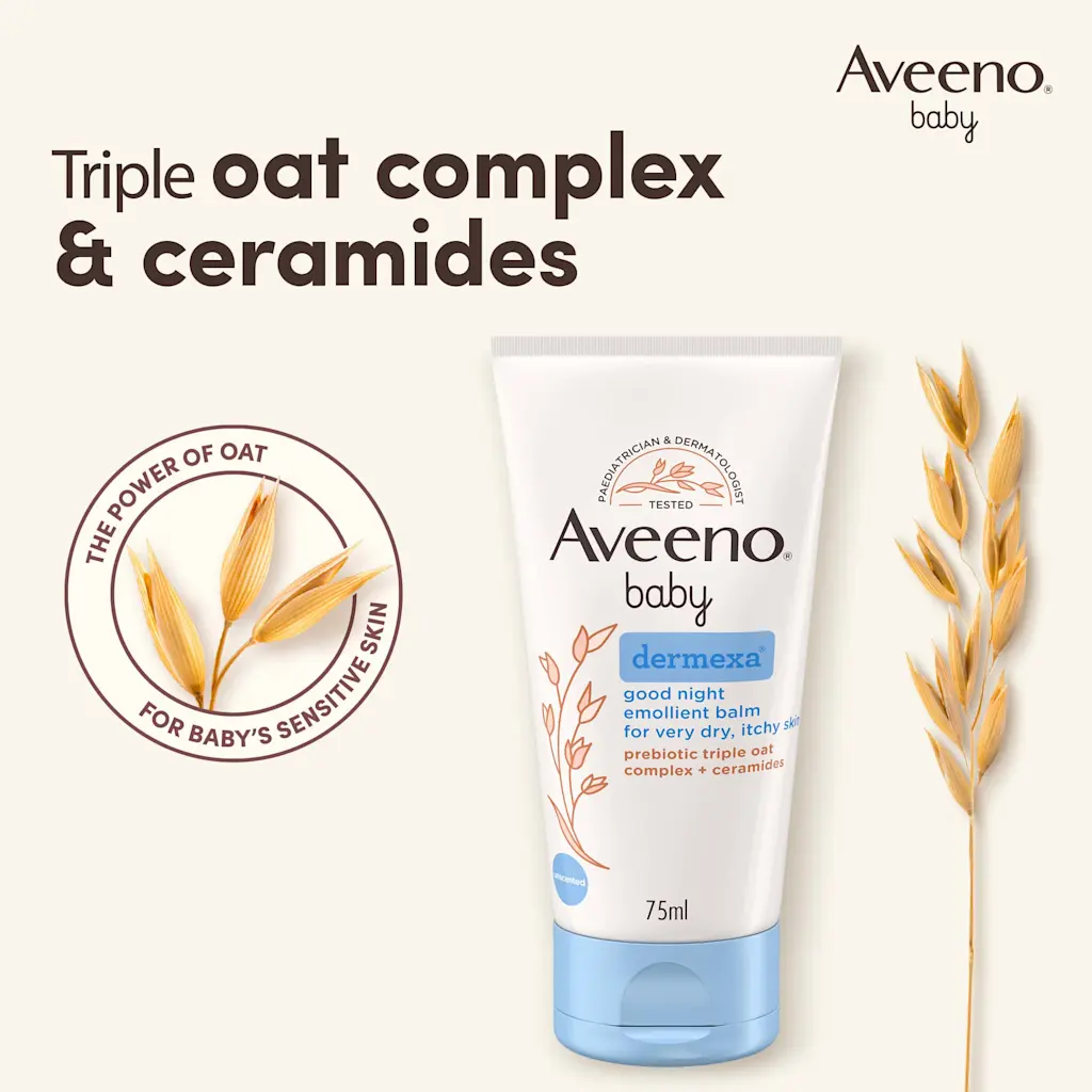 Aveeno Baby Dermexa emollient cream 75ml white tube with blue base