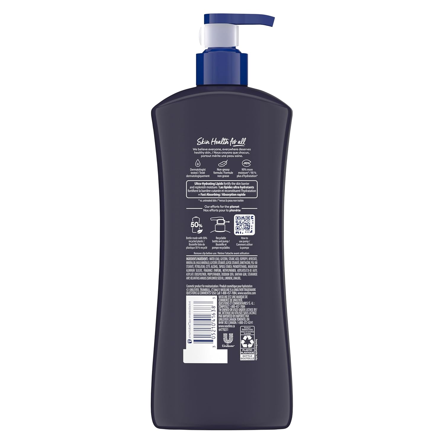 Vaseline Men Healing Moisture fast absorbing body and face lotion 600ml pump bottle