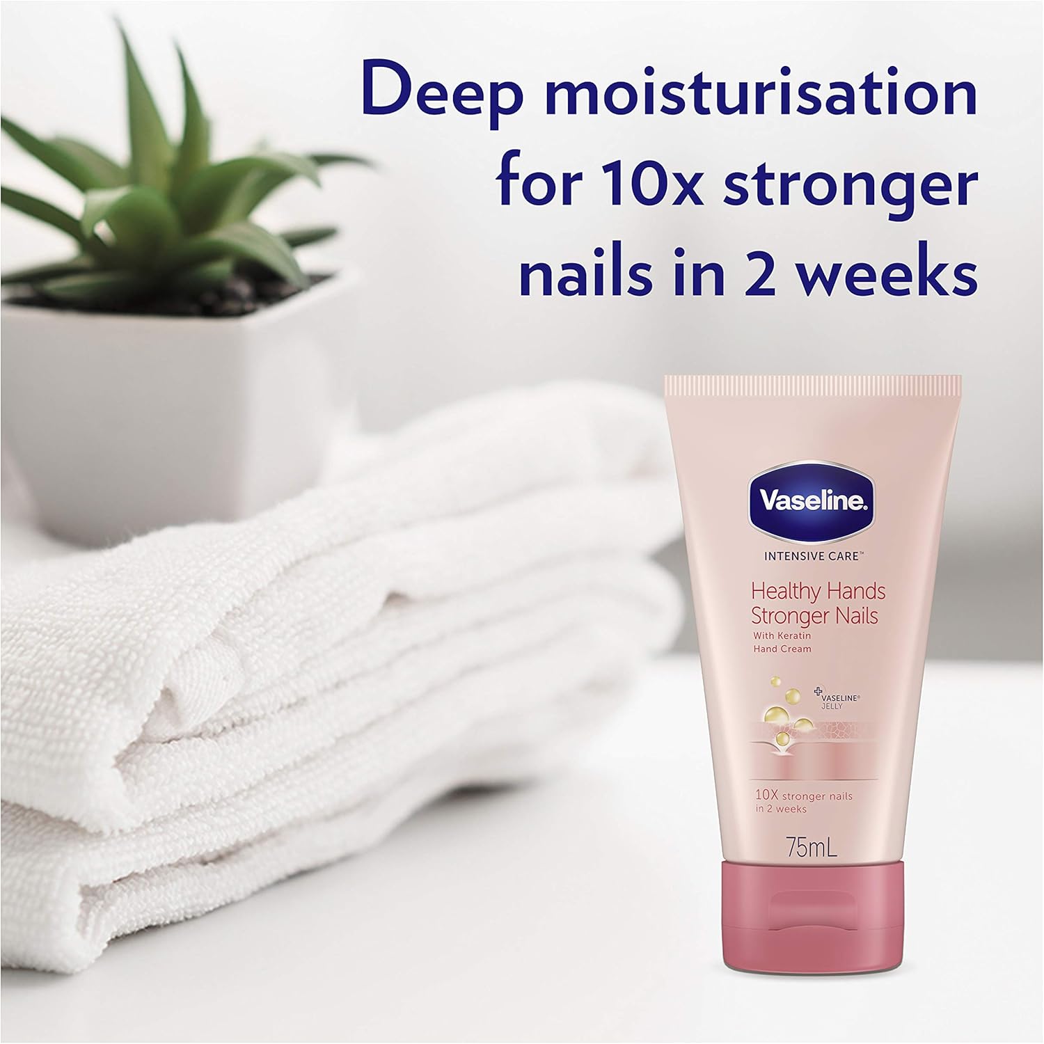 Vaseline Intensive Care Healthy Hands Stronger Nails hand cream 75ml tube with pink cap