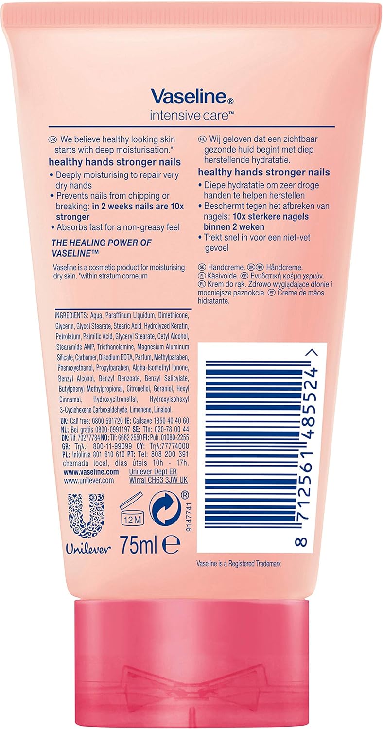 Vaseline Intensive Care Hand Cream Healthy Hands Stronger Nails 75ml tube