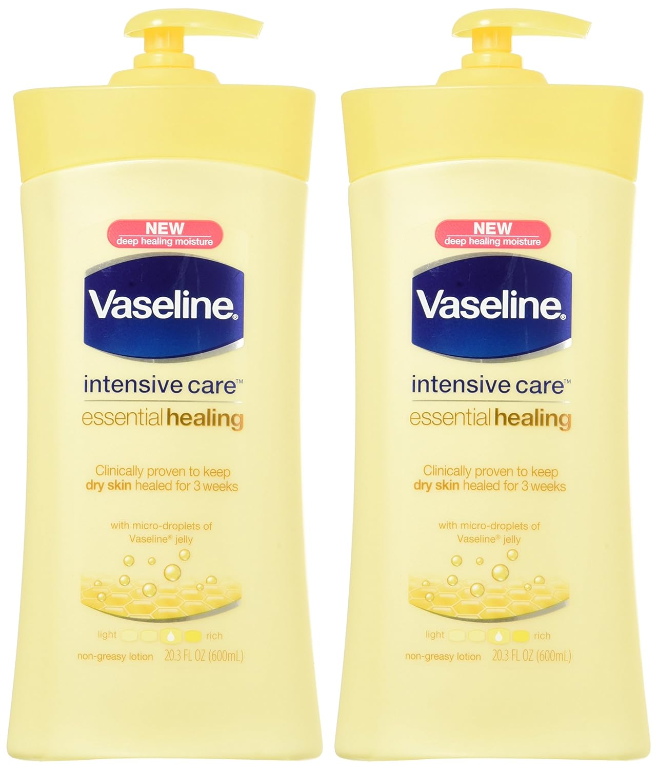 Vaseline Intensive Care Essential Healing body lotion 600mL yellow pump bottle