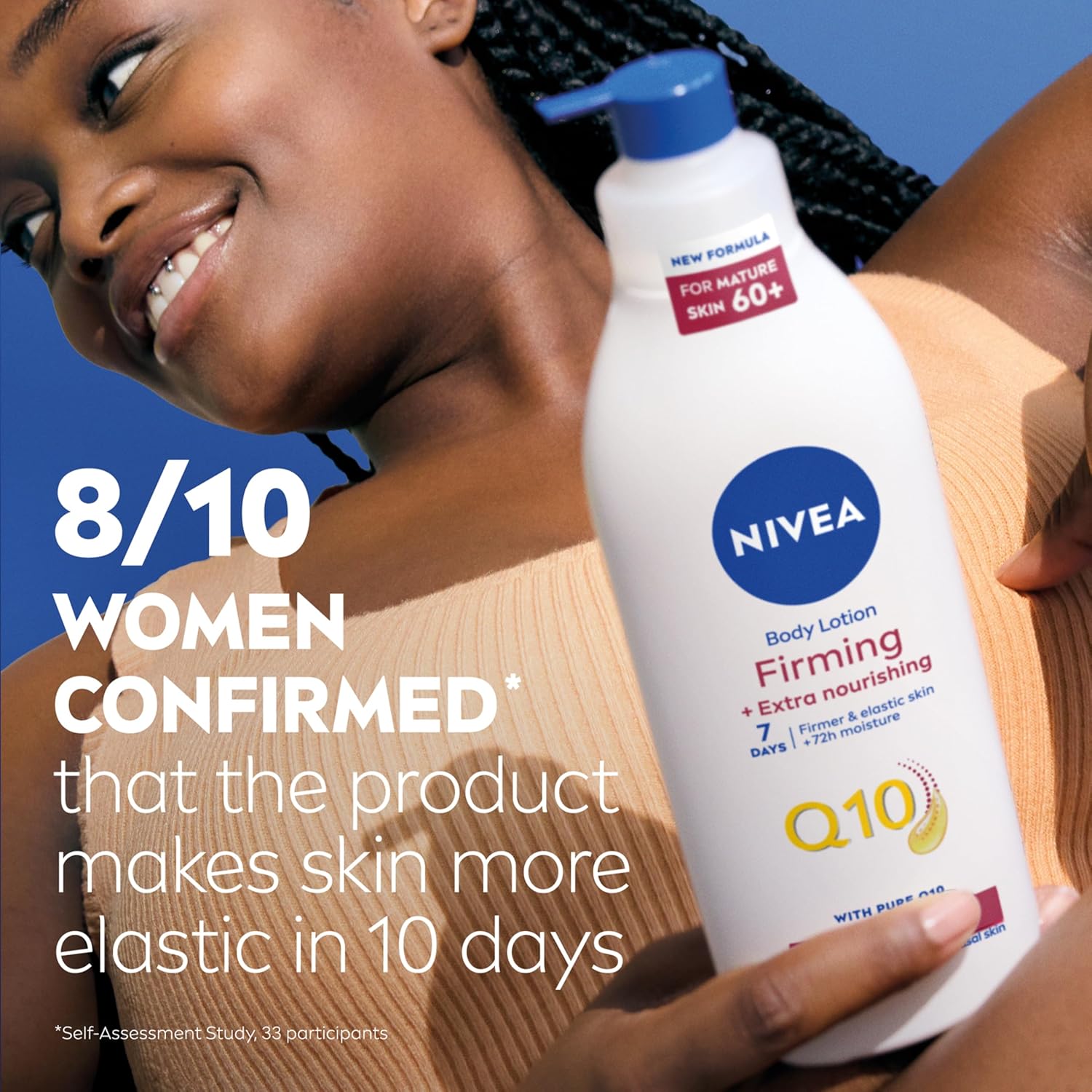 NIVEA Q10 Firming Extra Nourishing Body Lotion 400ml white bottle with blue cap