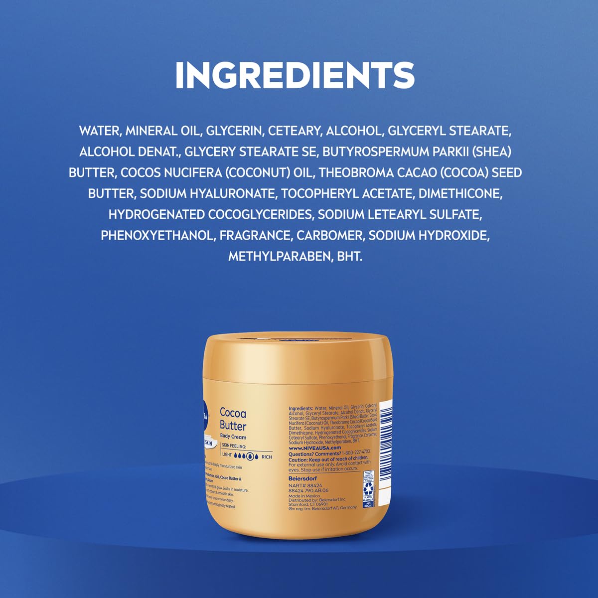 NIVEA Cocoa Butter Body Cream 400ml jar with gold lid