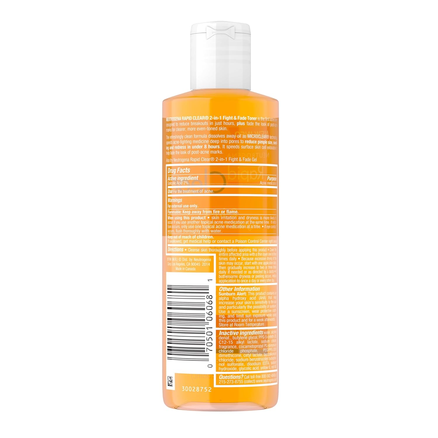 Neutrogena Rapid Clear 2-in-1 Fight and Fade Toner 236ml orange bottle