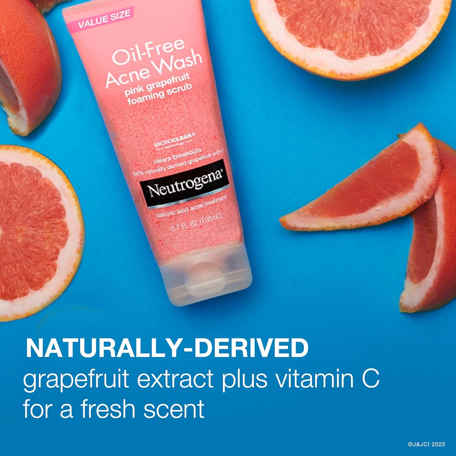 Neutrogena Oil-Free Acne Wash pink grapefruit foaming scrub 198ml bottle
