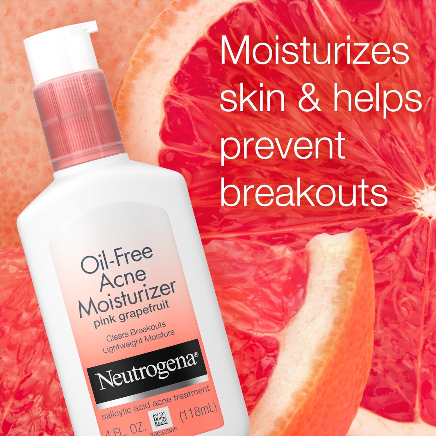 Neutrogena Oil-Free Acne Moisturiser pink grapefruit 118ml pump bottle