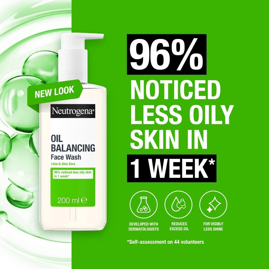 Neutrogena Oil Balancing Face Wash 200ml with lime and aloe vera