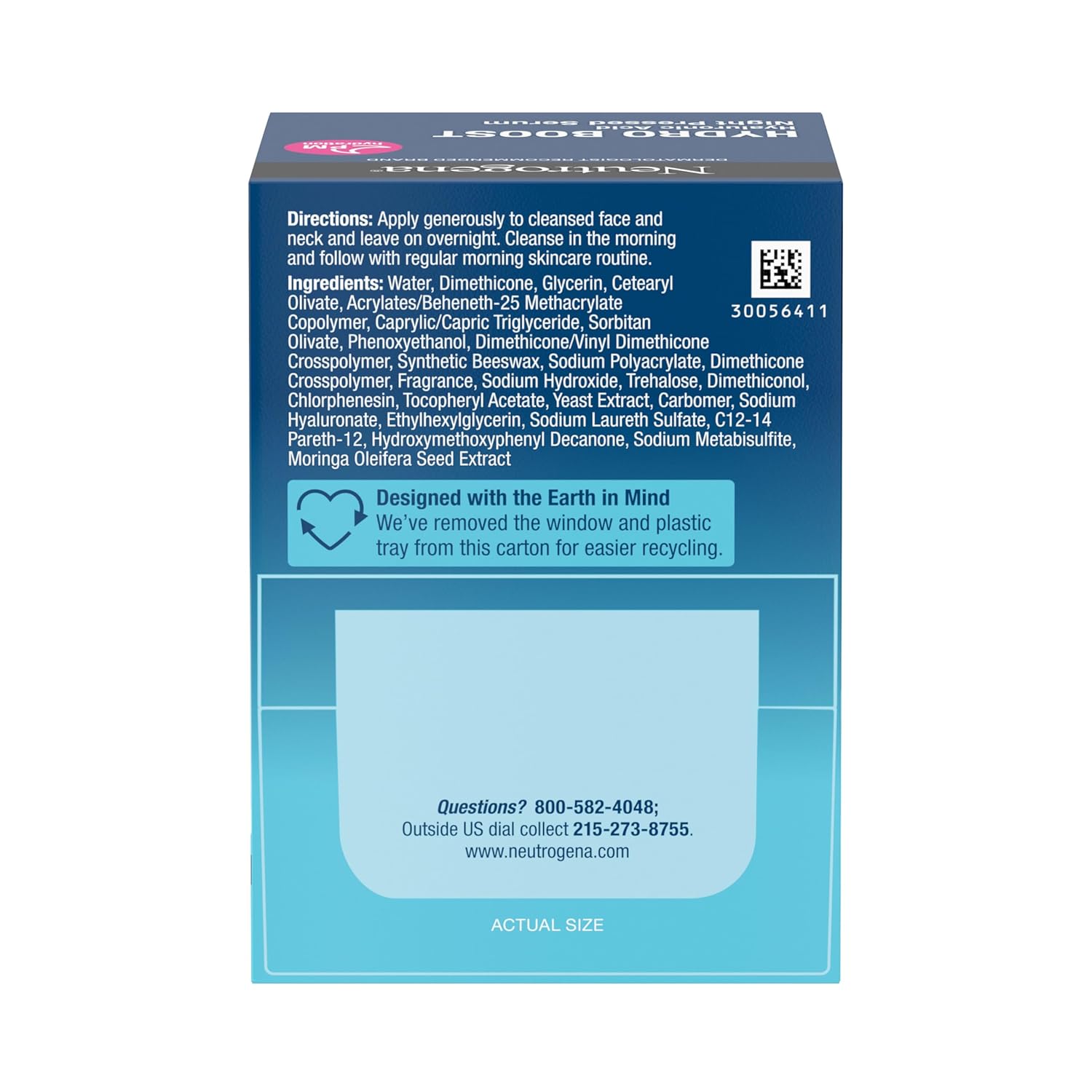 Neutrogena Hydro Boost Night Pressed Serum blue packaging box back view
