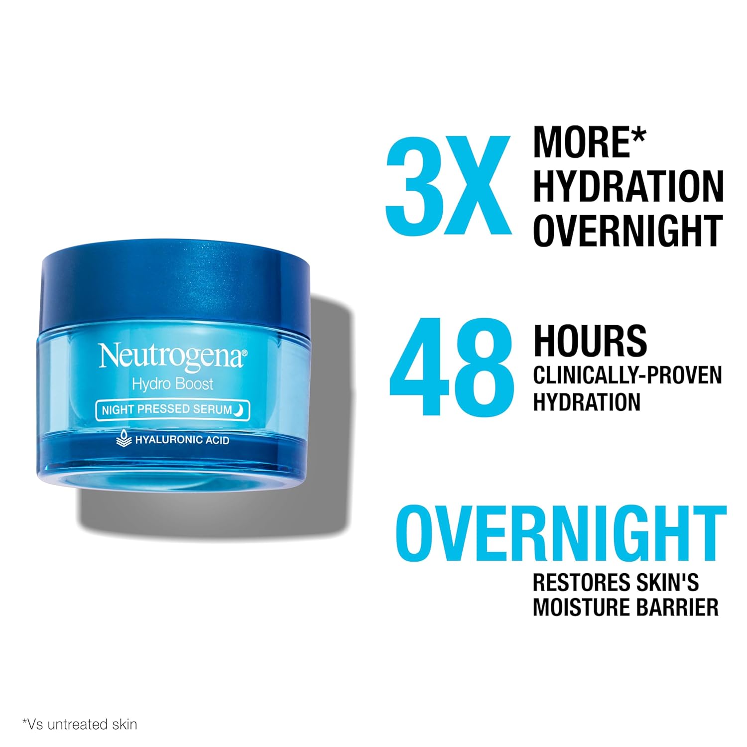 Neutrogena Hydro Boost Night Pressed Serum with hyaluronic acid, blue jar