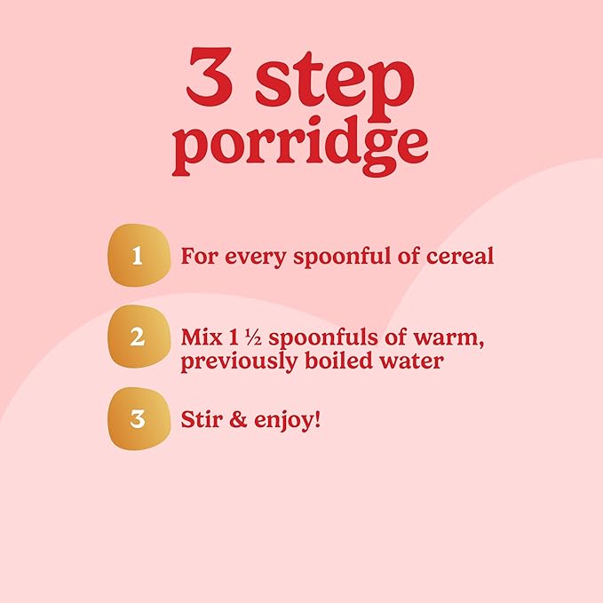 Cow & Gate Fruity Wholegrain Porridge 125g packet with preparation instructions